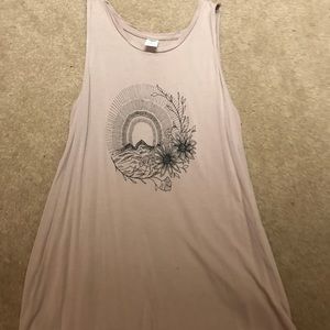 Graphic tank top with floral/sunset designs